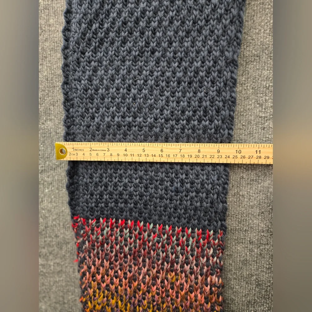 Save the Ocean Fringed Chunky‎ Knit Scarf Multi Color Space Dye O/S